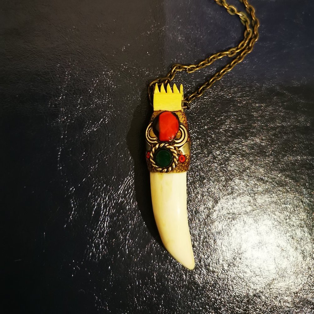 Unique hand crafted mixed reptile art piece necklace pendant